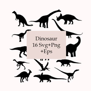 Paquete de dinosaurios SVG, dinosaurios para niños PNG, silueta de dinosaurio, clipart de dinosaurio, T-rex SVG, dinosaurio SVG, archivos de corte para Cricut, Triceratops SVG