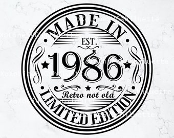 39.º cumpleaños SVG, 1986 SVG, nacido en 1986 Vintage SVG, Vintage 1986 Cricut, descarga digital