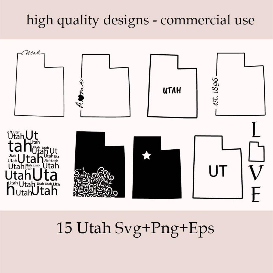 Utah SVG Bundle, Silhouette, Utah State Clipart, Utah Home Svg, Utah ...