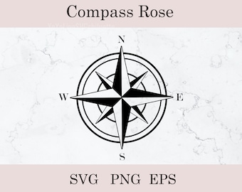 Brújula SVG, Archivo de corte de brújula, Rosa de los vientos SVG, Brújula náutica SVG, Silueta, Archivos SVG para Cricut