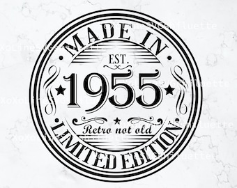 SVG de 70 cumpleaños, SVG de 1955, SVG vintage de 1955, Cricut vintage de 1955, Descarga digital