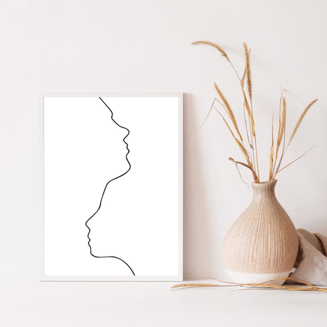 Printable Face Contour Drawing Sketch Art Faces in One Single Etsy