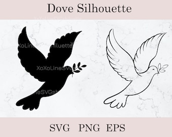 Paloma SVG, silueta de paloma SVG, clipart de paloma, pájaro volador SVG, archivos SVG de pájaro para Cricut, paz SVG, clipart de paloma, logotipo de paloma