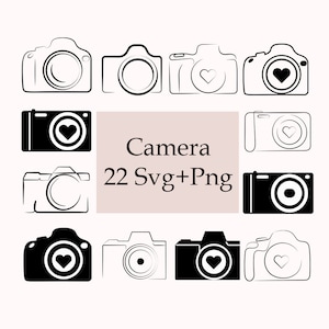 Appareil photo Svg, appareil photo Svg, Svg photographie, fichier coupé appareil photo, coupe facile, appareil photo Silhouette Svg, Svg selfie, Logo appareil photo, Clipart appareil photo, Cricut