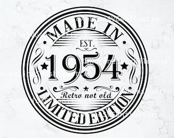 71.º cumpleaños SVG, 1954 SVG, nacido en 1954, Vintage SVG, Vintage 1954 Cricut, descarga digital