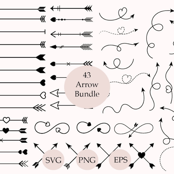 Pfeil SVG Bundle, Bogenschießen Pfeile SVG, Pfeil mit Herz SVG, Valentinstag Liebe Dekor, Bogen SVG, Pfeil Clipart, Silhouette, Cricut Cut Dateien