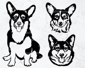 Corgi Svg, Peeking Corgi Clipart, Archivos Svg para Cricut, Silueta, Diseño de contorno de perro Corgi, Archivo de corte, Raza Pembroke Welsh Corgi