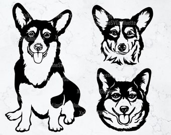 Corgi SVG, imágenes prediseñadas de Corgi asomándose, archivos SVG para Cricut, Silhouette, diseño de contorno de perro Corgi, archivo de corte, raza Pembroke Welsh Corgi