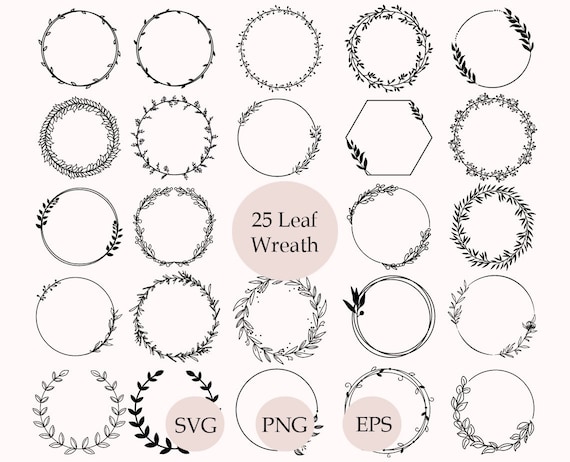 Wreath Svg Bundle, Leaf Wreath Svg, Wedding Circle Frame Wreath, Wreaths Clipart, Wreath Monogram Svg, Flower Circle Svg