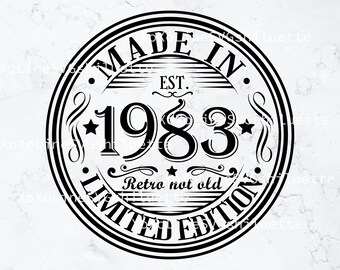 42.º cumpleaños SVG, 1983 SVG, Nacido en 1983 Vintage SVG, Vintage 1983 Cricut, Descarga digital