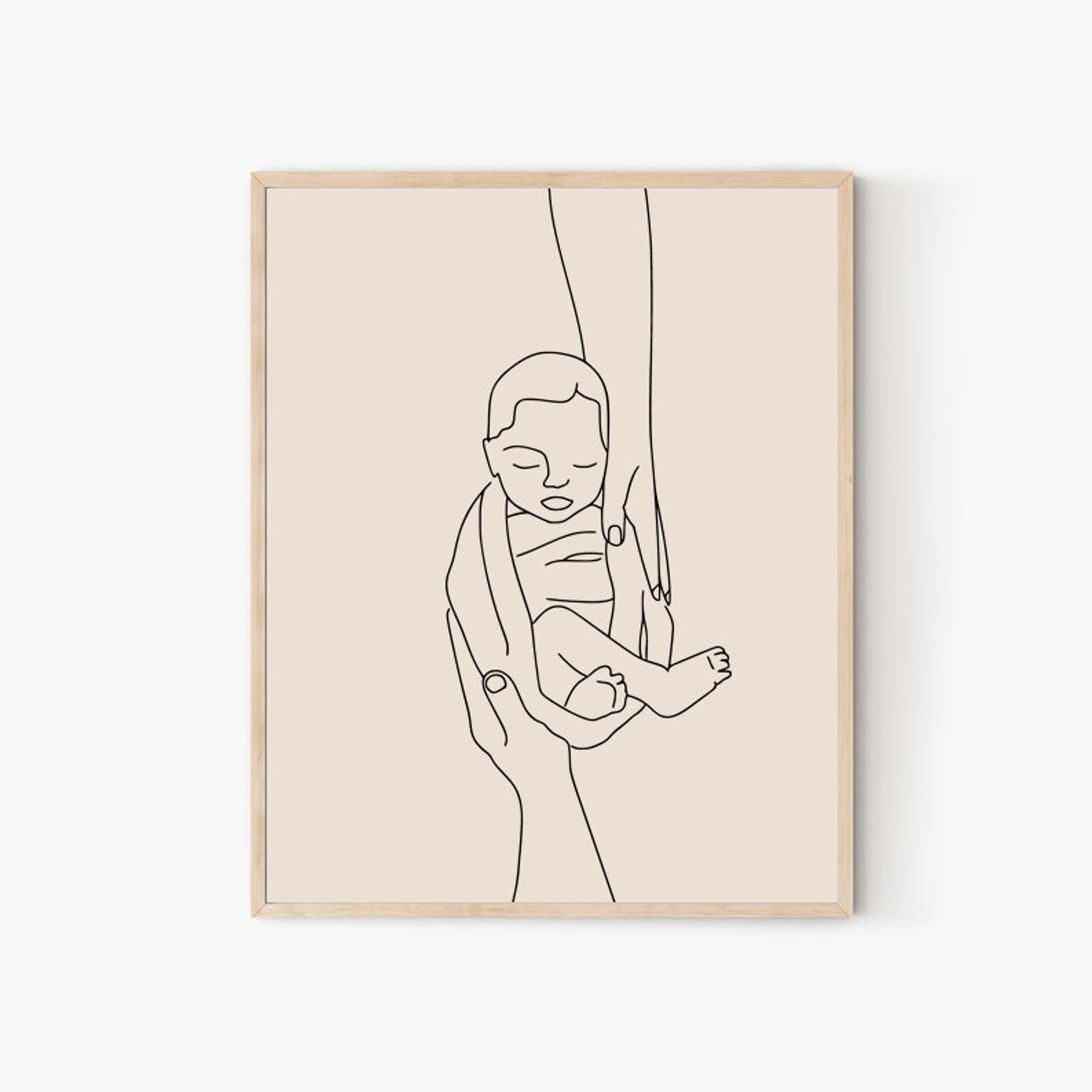 Newborn Line Art Nursery Wall Art Minimalist Nursery Art Gifts Etsy