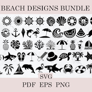 Beach Svg Bundle, Summer Svg, Beach Clipart, Palm Tree Svg, Summer Clipart, Beach Cut Files for Cricut, Beach Silhouette