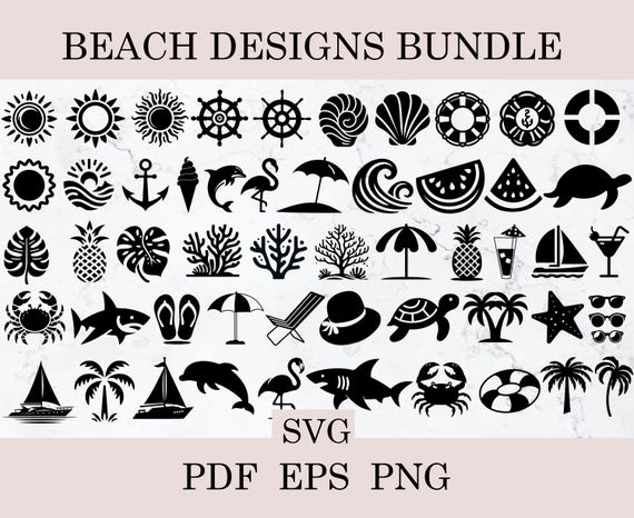 Beach Svg Bundle, Summer Svg, Beach Clipart, Palm Tree Svg, Summer Clipart, Beach Cut Files for Cricut, Beach Silhouette