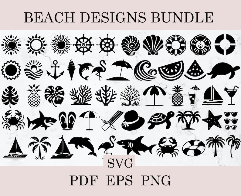 Beach Svg Bundle, Summer Svg, Beach Clipart, Palm Tree Svg, Summer Clipart, Beach Cut Files for Cricut, Beach Silhouette