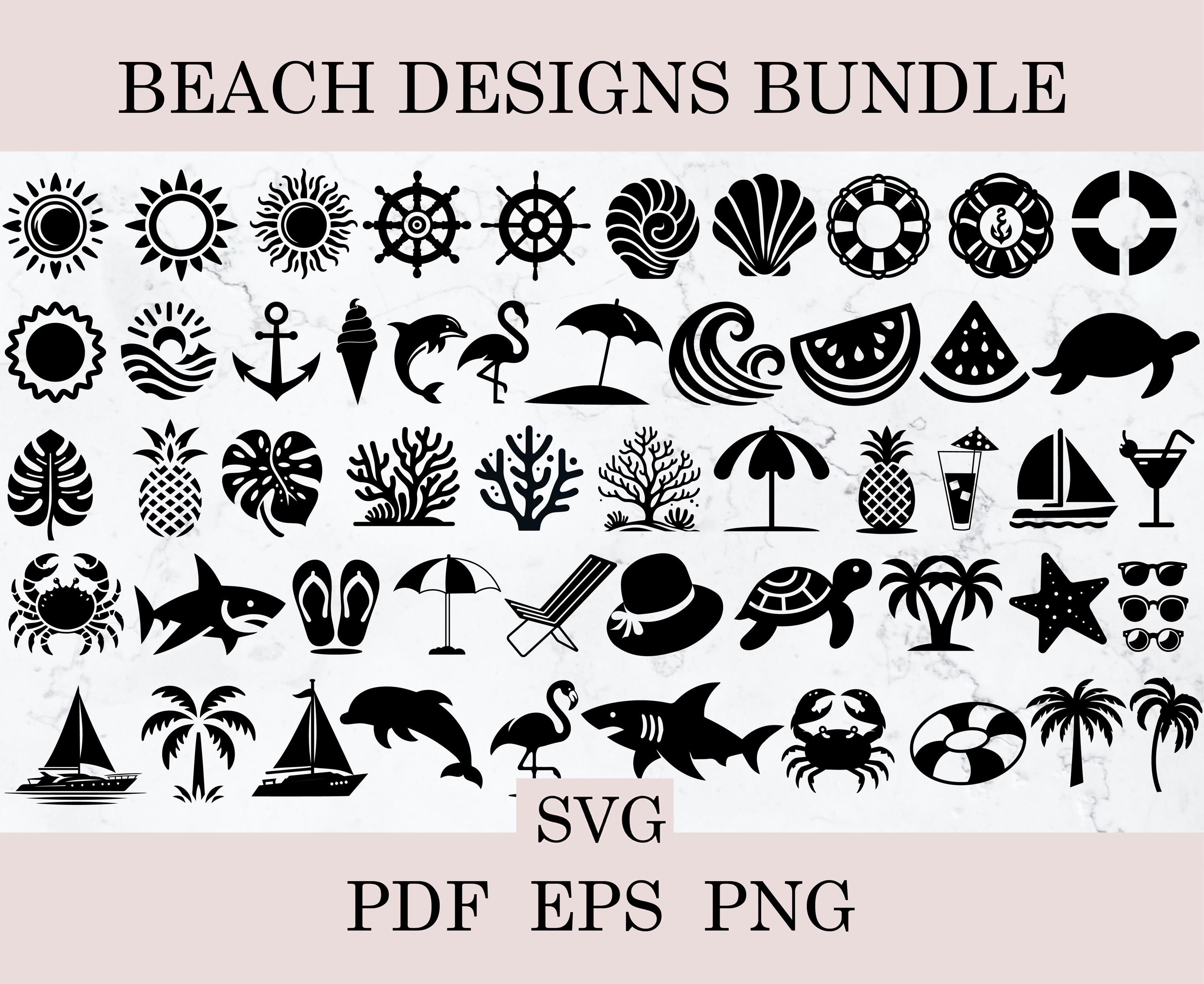 Beach Svg Bundle, Summer Svg, Beach Clipart, Palm Tree Svg, Summer Clipart, Beach Cut Files for Cricut, Beach Silhouette