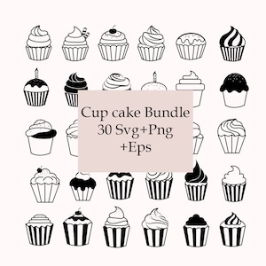 Cupcake-Svg-Bundle, Muffin SVG, Muffin geschnitten Datei, Bäckerei, Geburtstag, Dessert, Cupcake Vektor, Cupcake Clipart, Schnittdateien für Cricut, Muffin Art