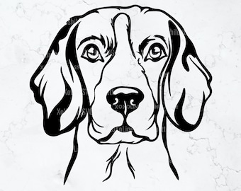 Mirando Beagle Svg, Silueta Beagle, Perro Beagle, Imágenes Prediseñadas de Beagle, Boceto, Archivos Cricut