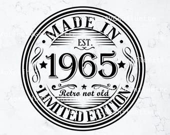 SVG de 60 cumpleaños, SVG de 1965, SVG vintage de 1965, Cricut vintage de 1965, descarga digital