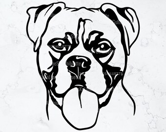 Boxer Head SVG, Boxer Dog Svg, Boxer Clipart, Archivos para Cricut, Cortar archivos para silueta, Boxer Png, Boxer Vector
