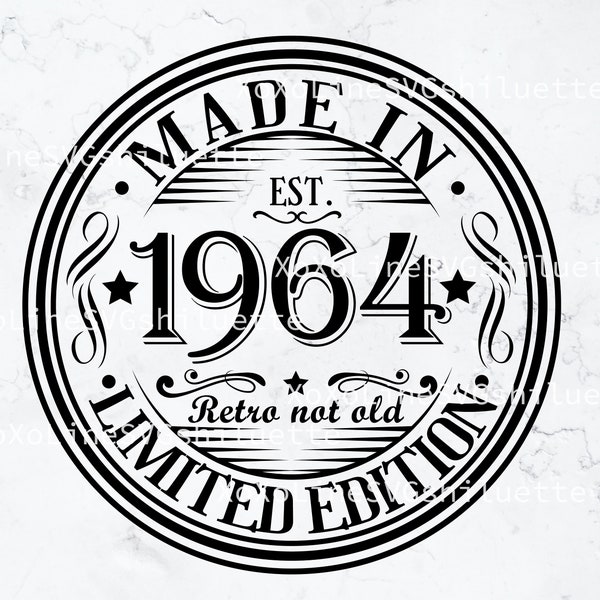 60th Birthday Svg, 1964 svg, Born In 1964 Vintage Svg, Vintage 1964 Cricut, Digital Download