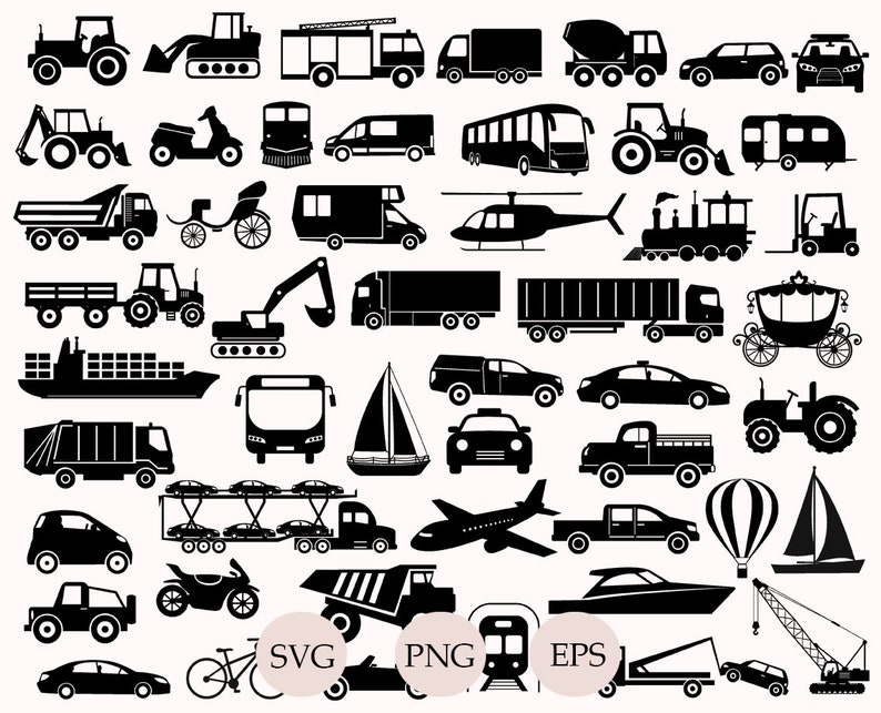 Vehicles Svg Bundle, Transportation Svg, Airplane Svg, Vehicle Clipart,Construction truck svg, Excavator Svg, Crane Svg, Truck Svg,Cut Files image 2