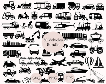 Vehicles Svg Bundle, Transportation Svg, Airplane Svg, Vehicle Clipart,Construction truck svg, Excavator Svg, Crane Svg, Truck Svg,Cut Files