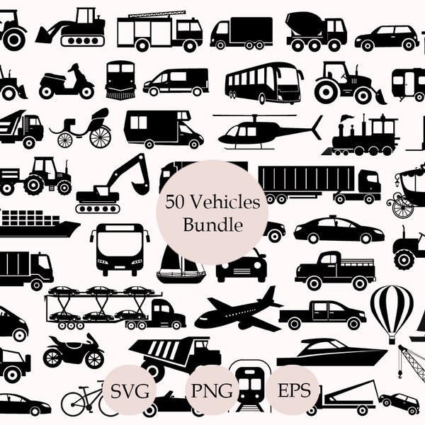 Vehicles Svg Bundle, Transportation Svg, Airplane Svg, Vehicle Clipart,Construction truck svg, Excavator Svg, Crane Svg, Truck Svg,Cut Files