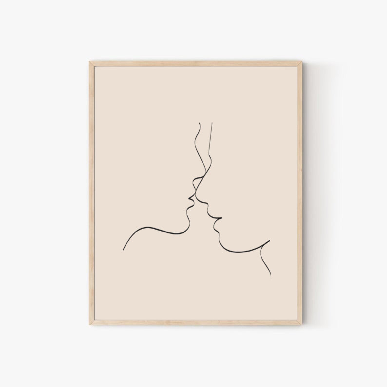 Abstract Kiss Wall Art Couple Line Art Romantic Poster Love Etsy