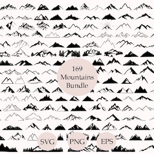 MEGA Berge Bundle, Berg SVG handgezeichnet, Wald Baum SVG, Natur Abenteuer SVG, Landschaft SVG, SVG für Cricut, Silhouette