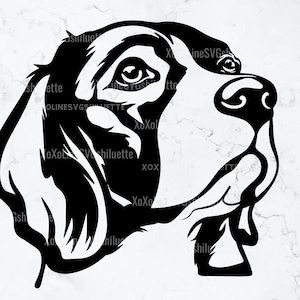 Beagle Svg, Beagle silhouet, gesneden bestand voor Cricut, Beagle Vector, Beagle hond gluren, Beagle moeder hondenliefhebber, Beagle clipart