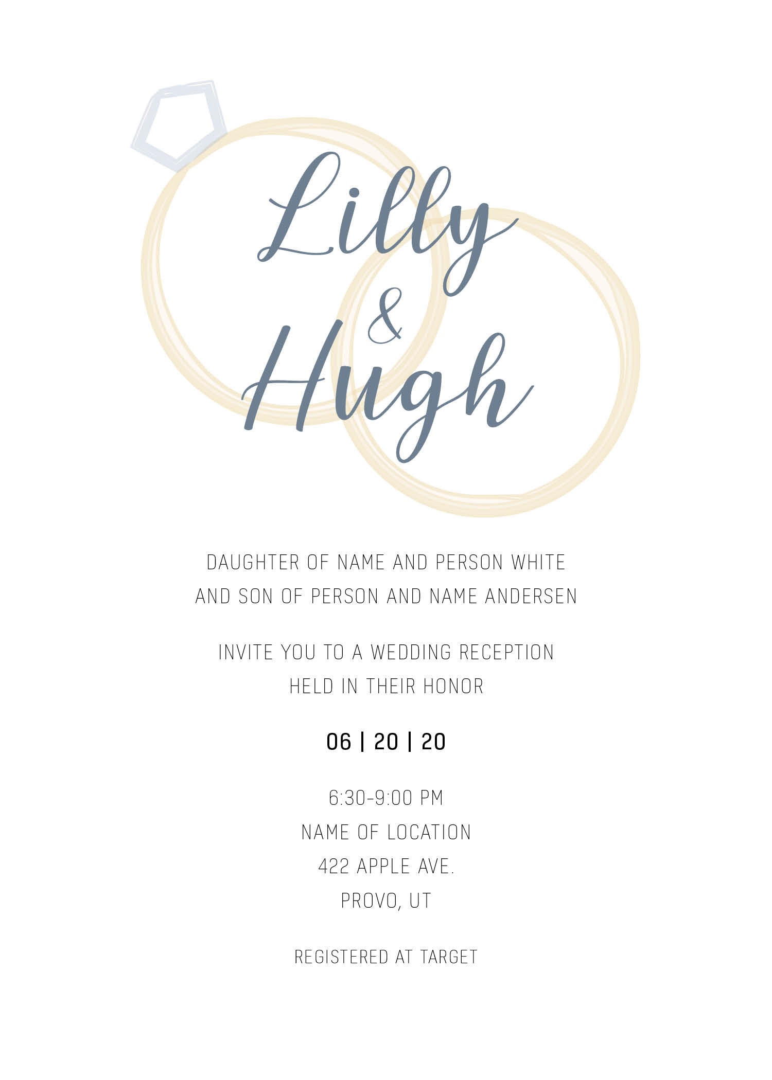 Gold Rings Wedding Invitation Custom Typography Wedding Etsy