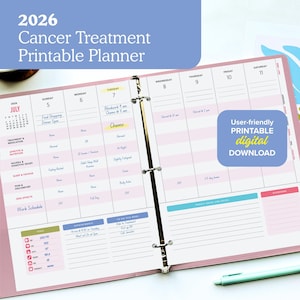 Printable Cancer Treatment Planner Digital Download for Chemo Log for Cancer Patient Diagnosis for 2026 planner