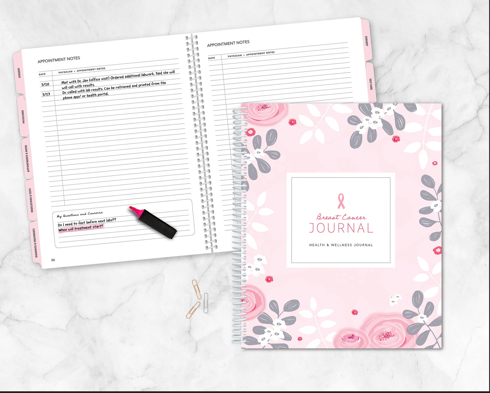 Breast Cancer Journal / Cancer Treatment Organizer / Cancer Etsy