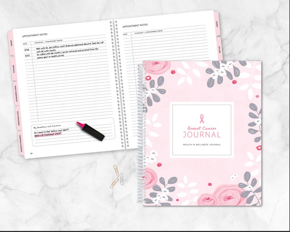 Breast Cancer Health Journal / Cancer Treatment Organizer / Symptom Tracker / Chemo Diary / Added 26 Week & 12 Month Undated Planner