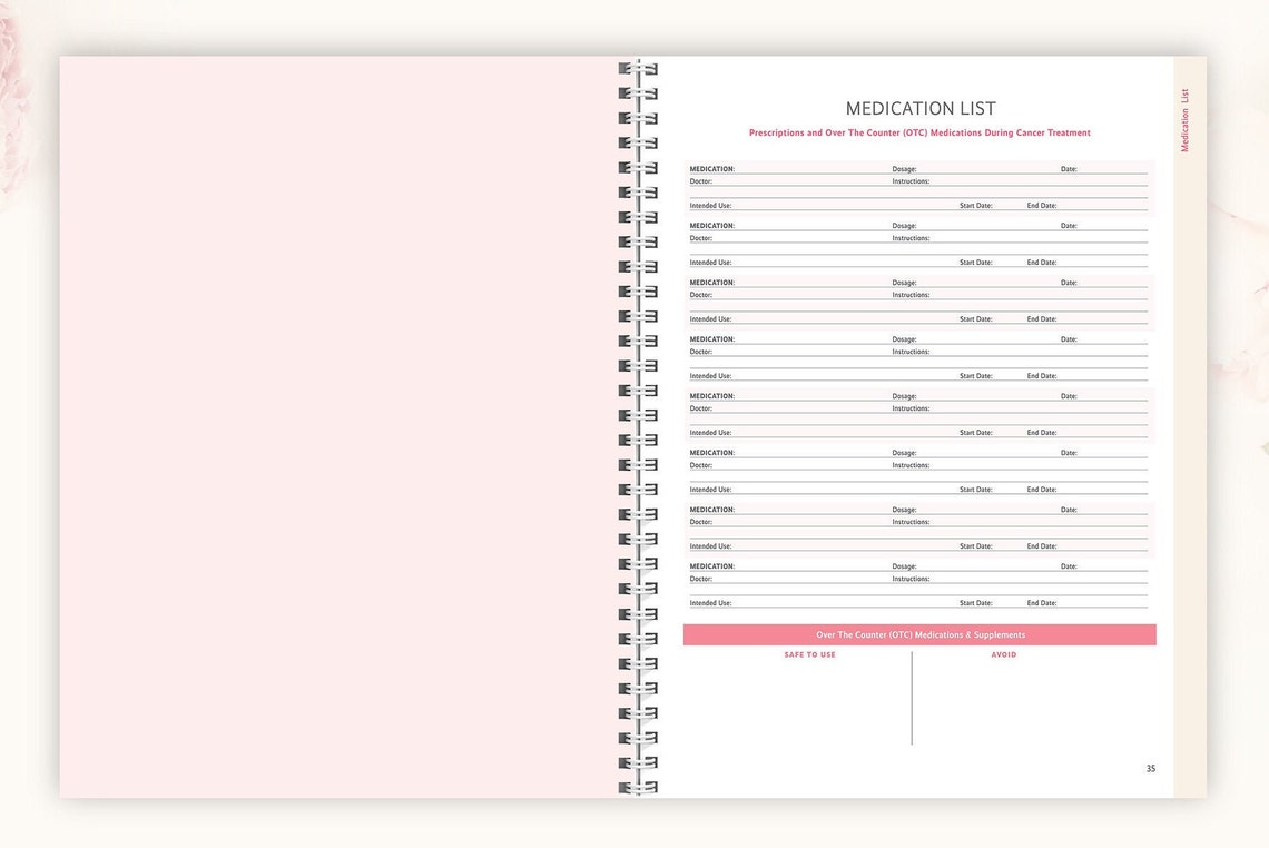 Breast Cancer Journal / Cancer Treatment Organizer / Cancer Etsy