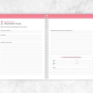 Breast Cancer Journal and diary for cancer patients during diagnosis. Cancer treatment plan notes for the cancer journey.
