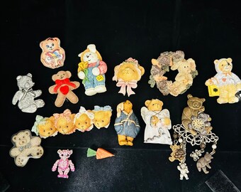 Teddy Bear Brooch Pin Lot 13 pieces