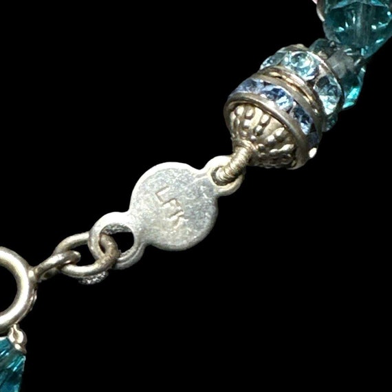 Blue Crystal Beads Sterling Silver Bracelet - image 4