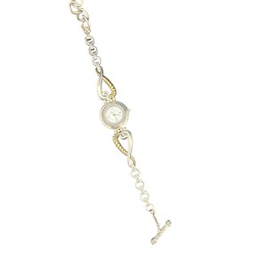 Brighton Charleston Watch Two Tone Silver Gold Scroll Bracelet Toggle Clasp image 3