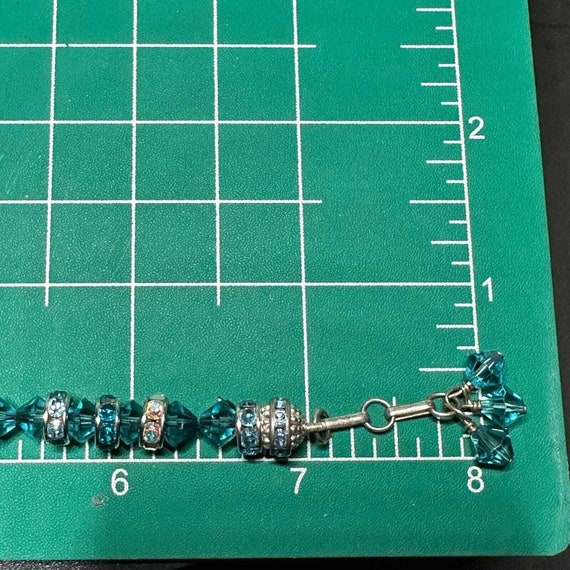Blue Crystal Beads Sterling Silver Bracelet - image 6