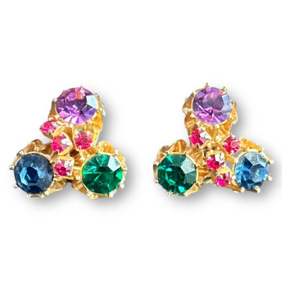 Vintage Multi-Color Cubic Zirconia Clip-On Earring