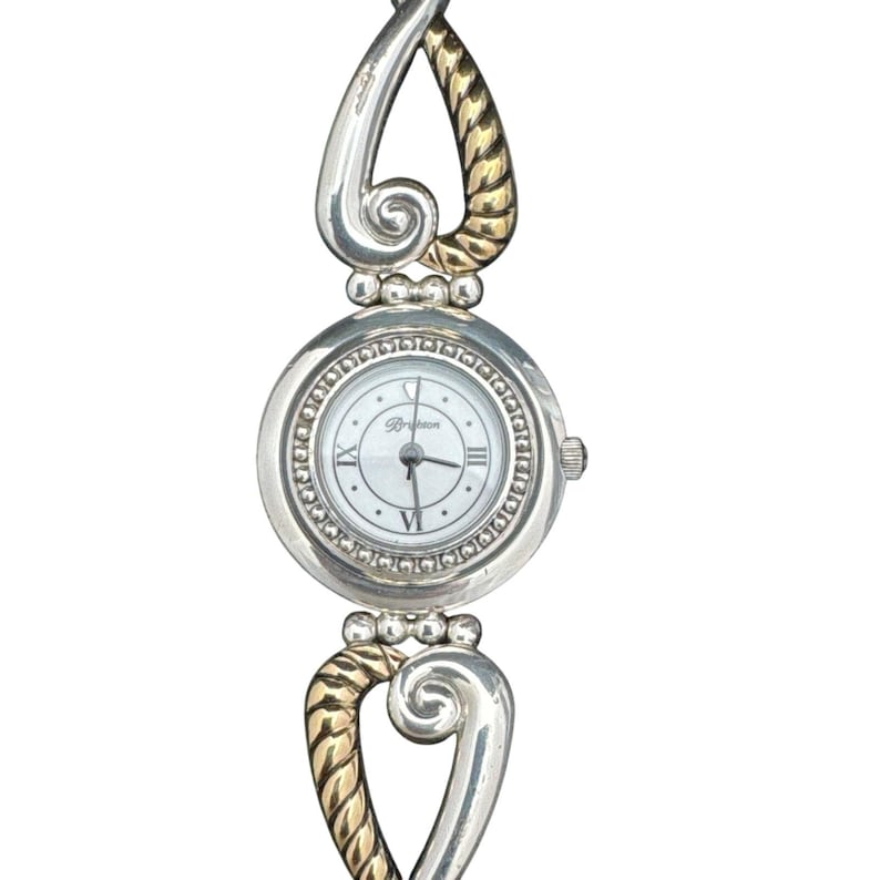Brighton Charleston Watch Two Tone Silver Gold Scroll Bracelet Toggle Clasp image 2