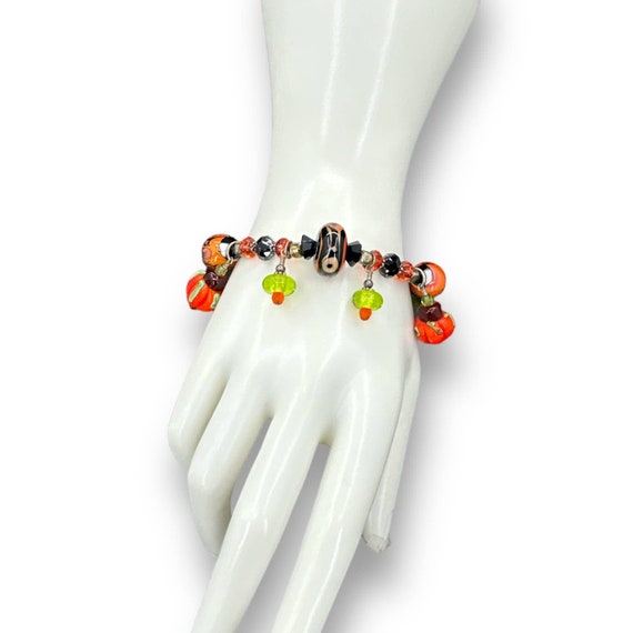 Pumpkin Glass Charm Beads Bracelet Multi-Shape St… - image 2