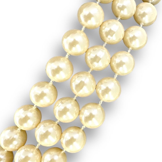 Three Strands Faux Pearl Beaded Womens Necklace H… - image 2