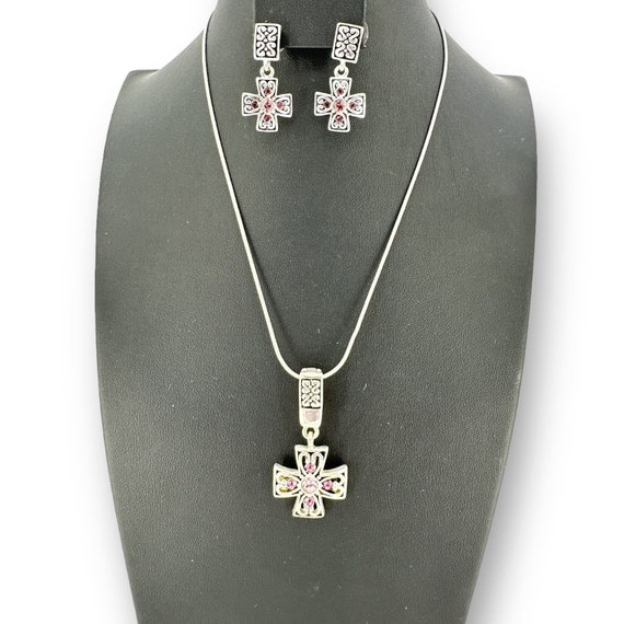 Premier Designs Cross Jewelry Set Pendant & Earri… - image 1