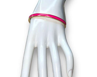 Kate Spade Hot To Trot Idiom Bangle Pink Enamel Bracelet over Gold Tone