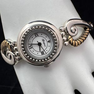 Brighton Charleston Watch Two Tone Silver Gold Scroll Bracelet Toggle Clasp image 11