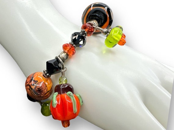 Pumpkin Glass Charm Beads Bracelet Multi-Shape St… - image 3