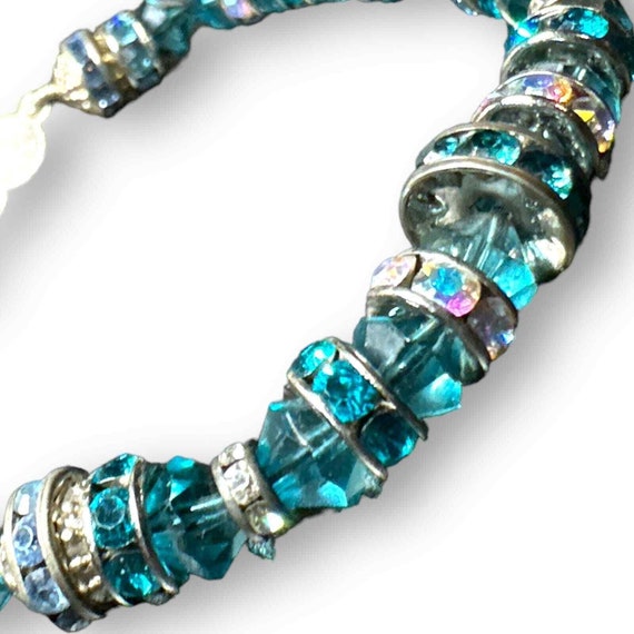 Blue Crystal Beads Sterling Silver Bracelet - image 5