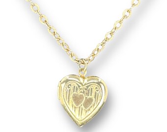 Emmons Herz Locket Anhänger über Gold Tone Kette Halskette 14,5 ”